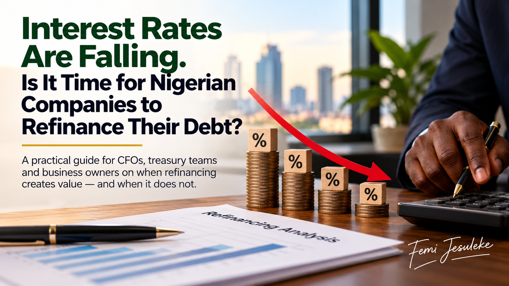 A CFO comparing falling interest rates and the full cost of refinancing company debt
